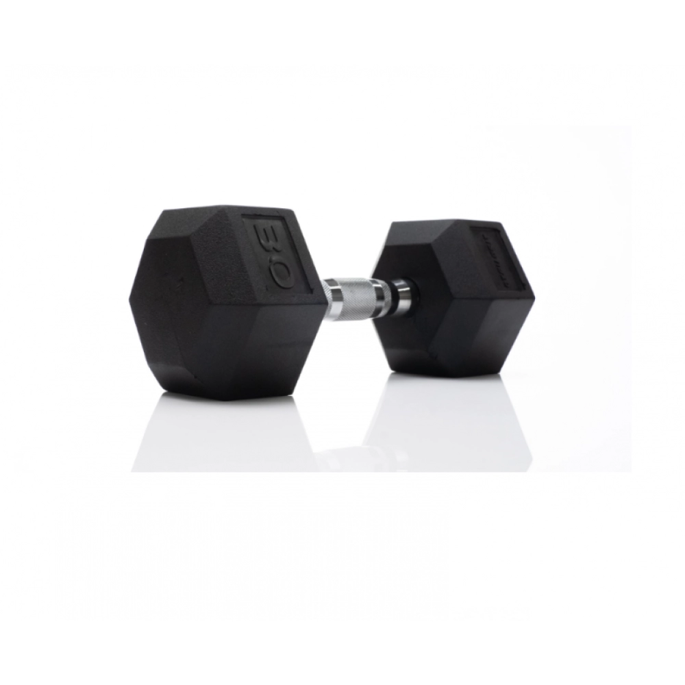 30lb Black Rubber Hex Dumbbell, Single dumbbell weights
